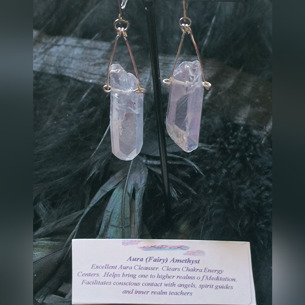 Aura (Fairy) Amethyst Crystal Earrings